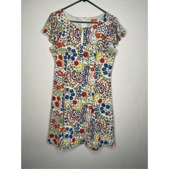 ModCloth Flirty Flair A-Line Floral Dress Large Crepe Mini Cottagecore Bloomcore - Picture 7 of 13